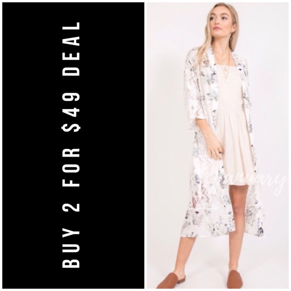 ☀️WHITE FLORAL LACE KIMONO